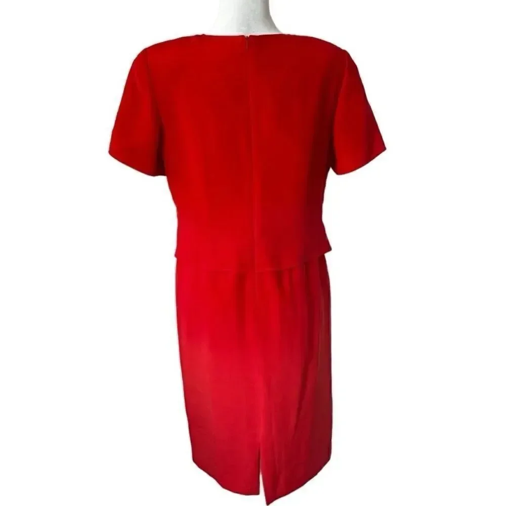 Shomi by Miller Shor Red Dress 100% Silk Short Sleeve Dress SZ 12